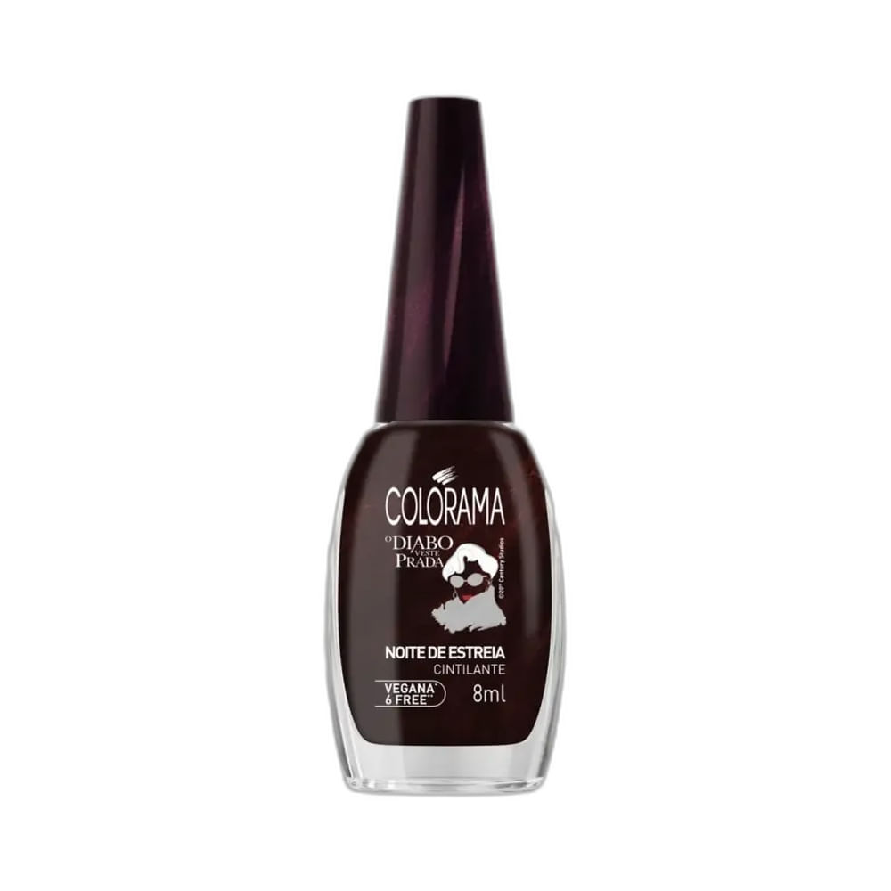 Frasco de Esmalte Colorama O Diabo Veste Prada Noite de Estreia com tampa roxa